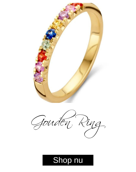 Excellent Jewelry Regenboog Saffier Gouden Ring
