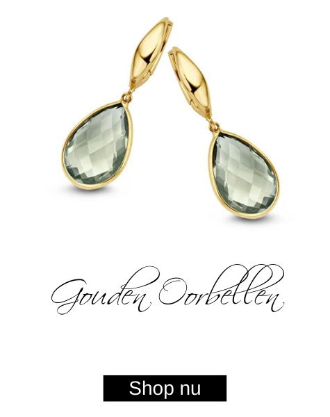 Excellent Jewelry Geelgouden Creolen met Groene Amethist