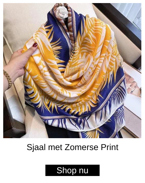 Geel/Blauwe Sjaal met Zomerse Print M1595