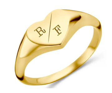 Hartvormige Gouden Zegelring met Twee Initialen | Names4ever
