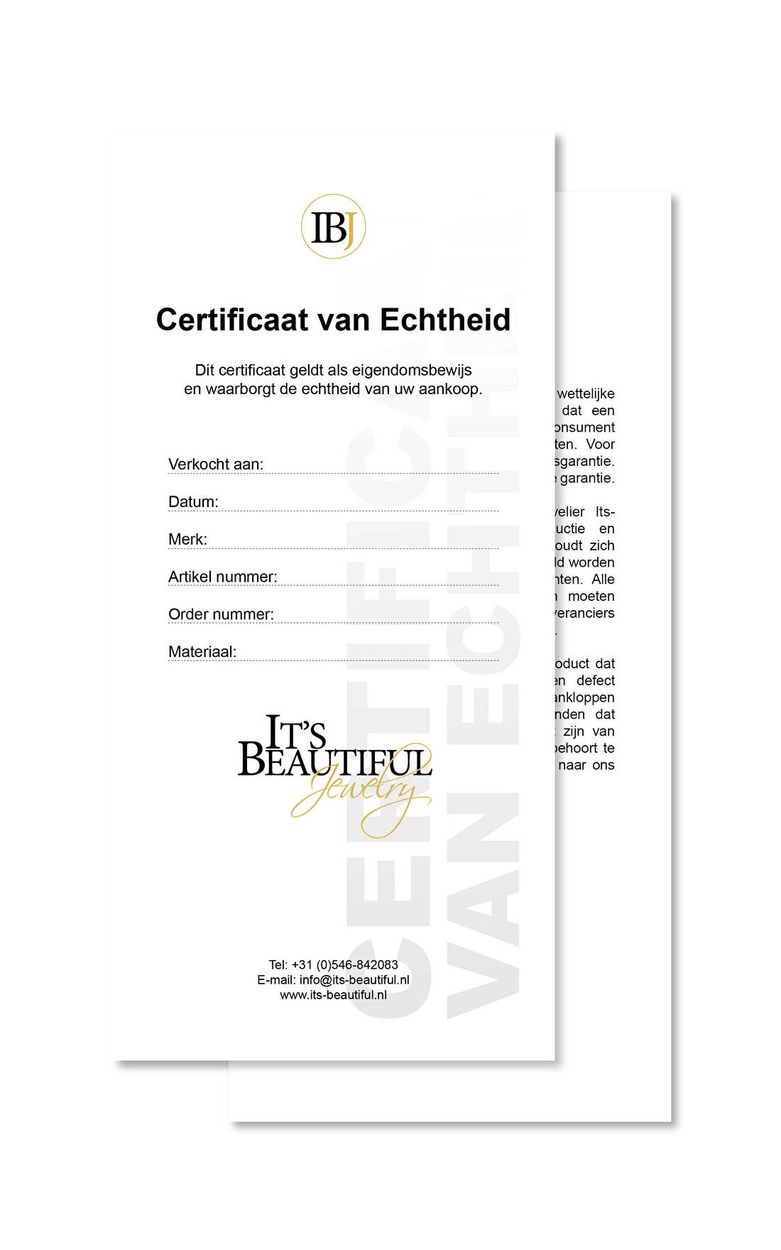 Echtheidscertificaat | Echtheid Garantie van Juwelier It’s Beautiful - Certificaat van Echtheid U besteld een product met een vrij hoge waarde, een massief gouden product of een product dat voorzien is van één of meerdere diamanten en u hebt belang bij een Certificaat van Echtheid? Dan bent u bij ons aan het juiste adres!