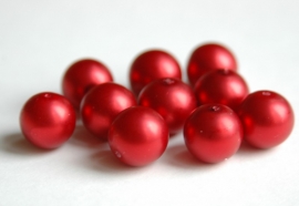 Grote rode parels met satijnglans, heel mooi! (P79BK)