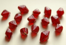 Grote rode bicones van glas, handgemaakt ((K-012-BK)
