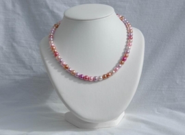 Parelketting in rose-lila-goudnuances (PK-020)