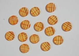 Platte ronde licht oranje kralen met streepjespatroon (AC-031)