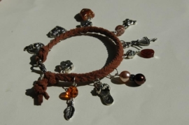 Korte wrap bracelet in bruin (AB-15)