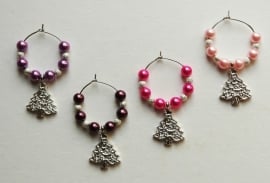 Kerst-winecharms in rose-paars nuances (WCT-010)