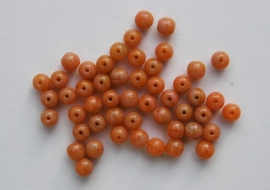 Ronde oranje-bruine kralen, natuursteen - look, 6 mm (CB-080)