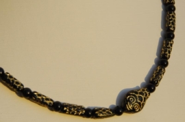 Slangenketting  in zwart met goud (KD-01)