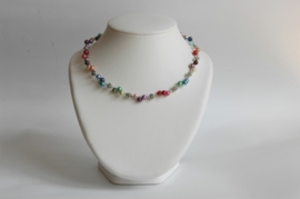 Multicolor glaspareltjes-ketting, Geweldig !!! (DD-026)