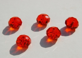 Facetkralen in diep oranje-rood, 12x8mm. Kristalglas! (F-043-SF)