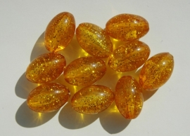 Ovaal ronde gele kralen met glitter (AC-096-PH)