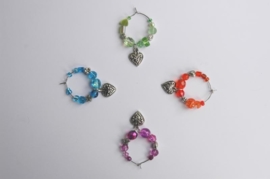 Winecharms in felle kleuren, met hartjes (WCT-007)