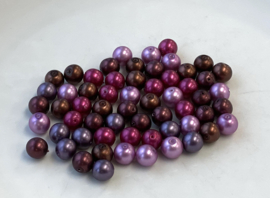 Parelmix in donkerfuchsia, aubergine, donkerpaars/grijs, lila en bruin/bordeaux, 8 mm (P-181)