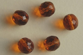 Amberkleurige facetkraal12 mm (F-023-BH)