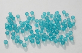 Teal-blauwe frosted kraaltjes ca 4 mm (K-003-PH)