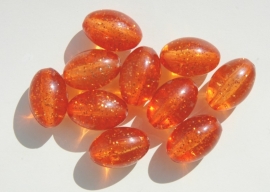 Ovaal ronde oranje kralen met glitter (AC-094-PH)