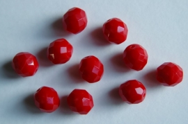 Rode opaque facetkralen 1 cm (F-041)