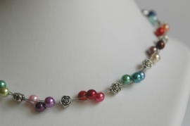 Multicolor glaspareltjes-ketting, Geweldig !!! (DD-026)