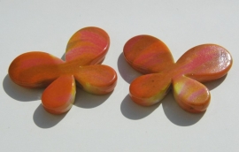 Grote vlinderkralen, oranje-roze-bruin gevlamd (AC-069-PH)