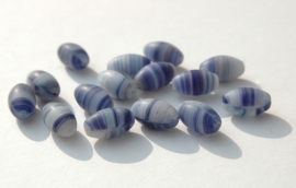 Ovale kralen in mat donkerblauw, lichtblauw en grijs (CB-088)