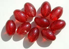 Ovaal ronde rode kralen met glitter (AC-093-PH)