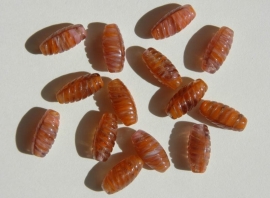 Spiraalkralen bruin-oranje met lichtgrijs gemarmerd (CB-21)