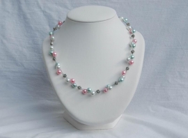 Rose-wit-lichtblauwe parelketting, heel lieflijk (DD-21)