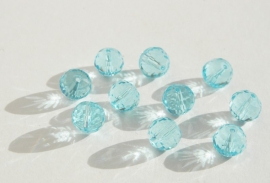 Facetkralen in  licht aqua 8x10 mm. Kristalglas! (F-052-SF)
