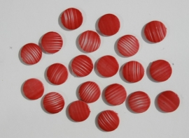 Platte ronde kralen in rood met witte streepjes (AC-036)