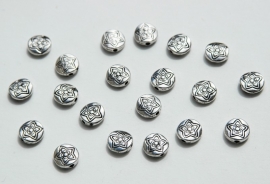 Platte ronde kralen van Tibetaans Zilver (M-021-PH)