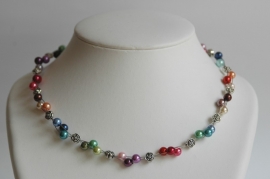 Multicolor glaspareltjes-ketting, Geweldig !!! (DD-026)