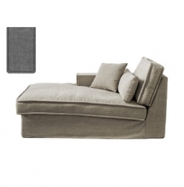 Metropolis Chaise Longue Left, washed cotton, grey 3723002