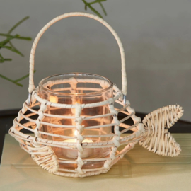Waxinelichthouder Classic Fish Rustic Rattan 574810