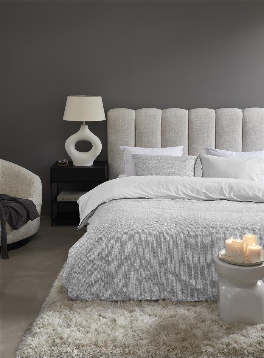 DE zo/ Riviera Maison dekbedovertrek Chevron Weave - 155 x 220 cm - Grey 326006 (duitse maat!)