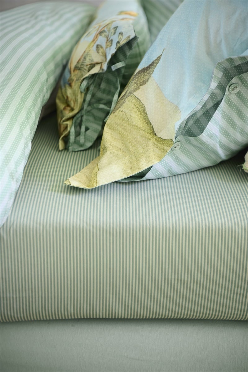 Pip Studio Duo Stripe Fitted Sheet - 100 x 200 cm - Khaki 256334