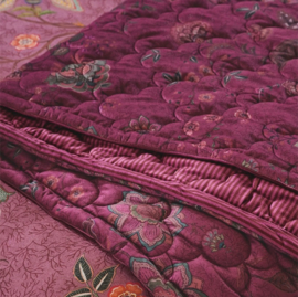 Pip Studio Mumbai Morning Velvet Quilt - 260 x 260 cm - Dark Pink 341692