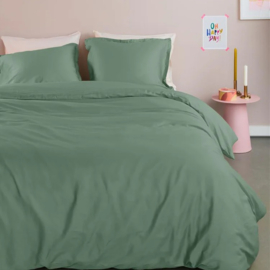 254920 Ambiante Satin Uni Dekbedovertrek Grijs Groen 200x200/220 cm – Katoen Satijn #