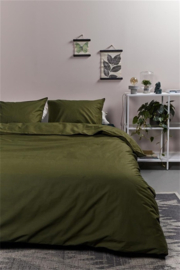 Ambiante Cotton Uni dekbedovertrek - 140 x 200/220 cm - Olive Green 222952 @