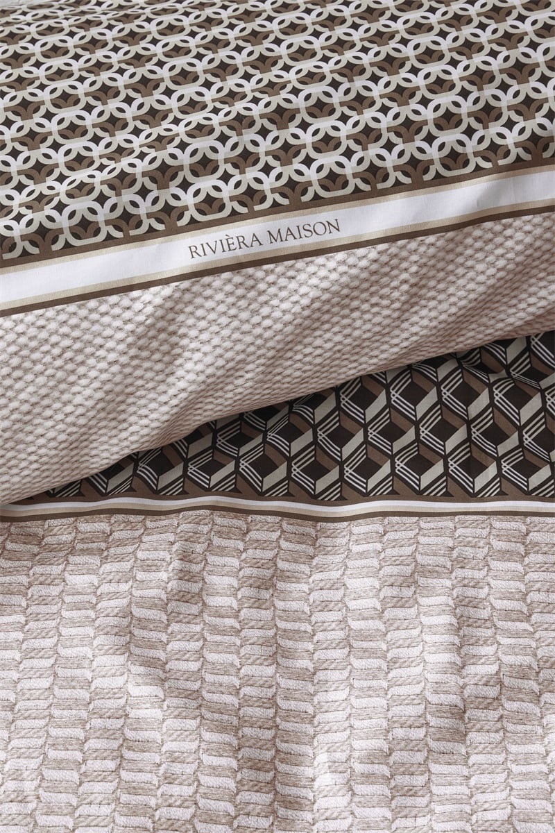 a1/ Riviera Maison dekbedovertrek Lawrence - 240 x 200/220 cm + 2x 60 x 70 cm - Brown 333047