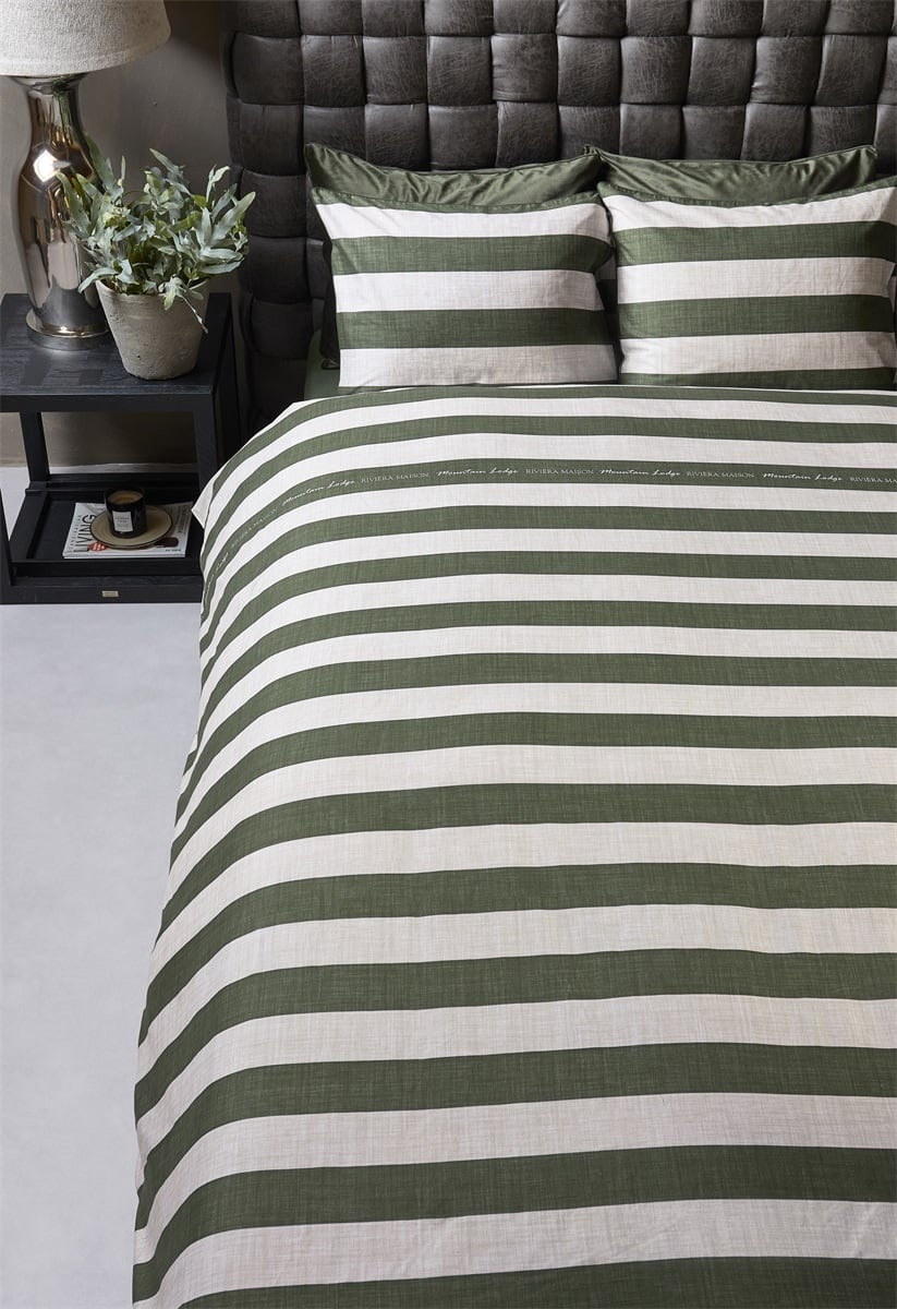 DE zh/ Riviera Maison dekbedovertrek Brayden - 155 x 220 cm - Green 278916
