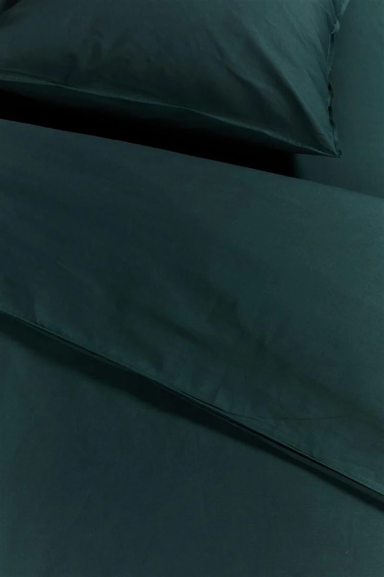 Ambiante Cotton Uni dekbedovertrek - 140 x 200/220 cm - Dark Green 223037 @