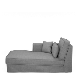 Metropolis Chaise Longue Left, washed cotton, grey 3723002