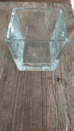 glazen vierkante bakje (dik glas) 10x10x10 cm