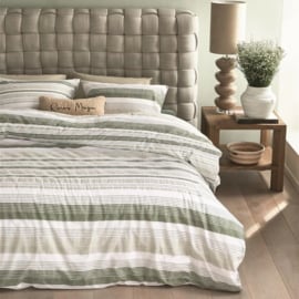 a/ Riviera Maison dekbedovertrek Sturdy Stripe - 155 x 200/220 cm - Grey Green 321435++