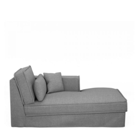 Metropolis Chaise Longue Right, washed cotton, grey 3722002