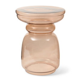 596350  Venice Glass End Table, Taupe