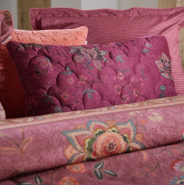 Pip Studio Mumbai Morning Velvet Quilted Cushion - 45 x 70 cm - Dark Pink 341696*