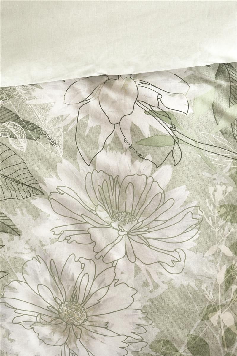 w5/ Riviera Maison Lilium - 135 x 200 cm - Grey Green 321604 (duitse maat)