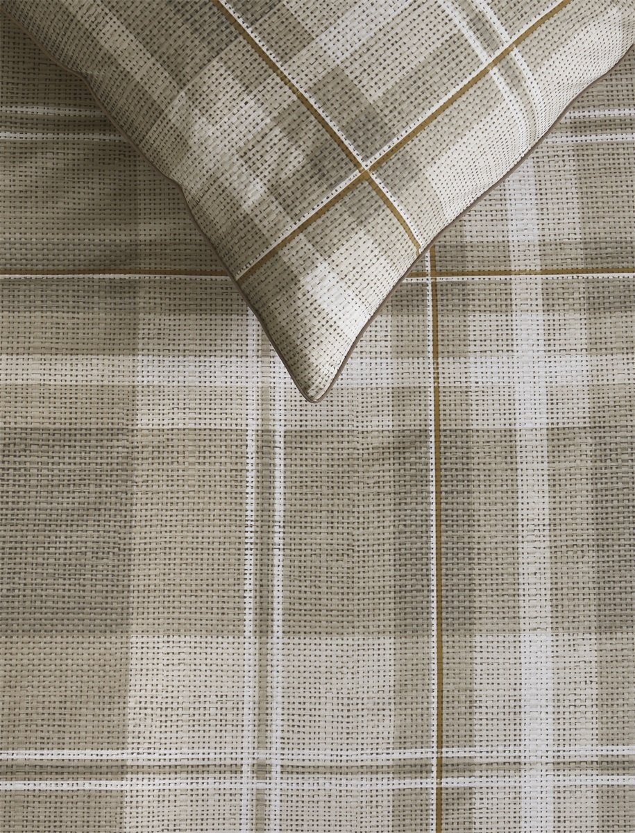 a1/ Riviera Maison dekbedovertrek Tartan Check - 240 x 200/220 cm + 2x 60 x 70 cm - Sand 333002